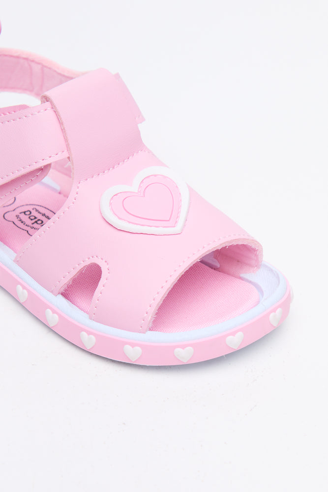 Pink Heart Open Toes Sandals (2)