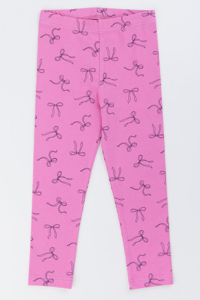 Pink Bow Print Leggings