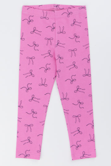 Pink Bow Print Leggings