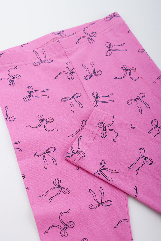 Pink Bow Print Leggings (1)