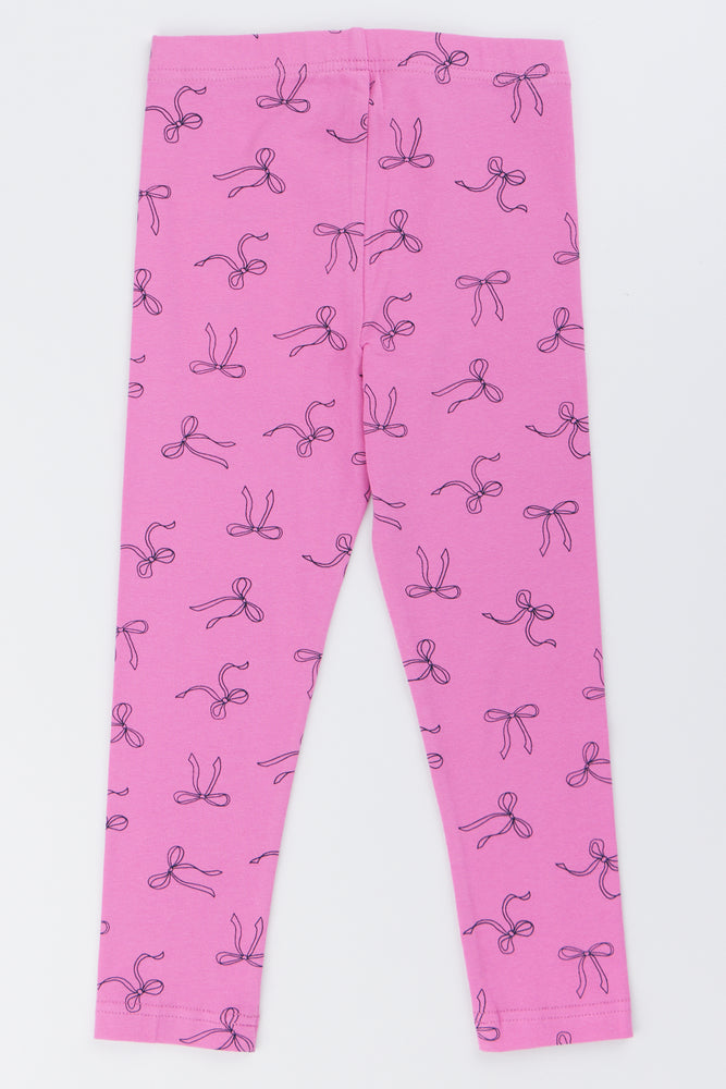Pink Bow Print Leggings (2)
