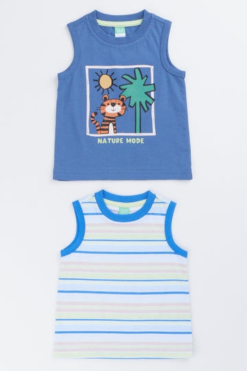 2 Pack Blue & Stripe Vests