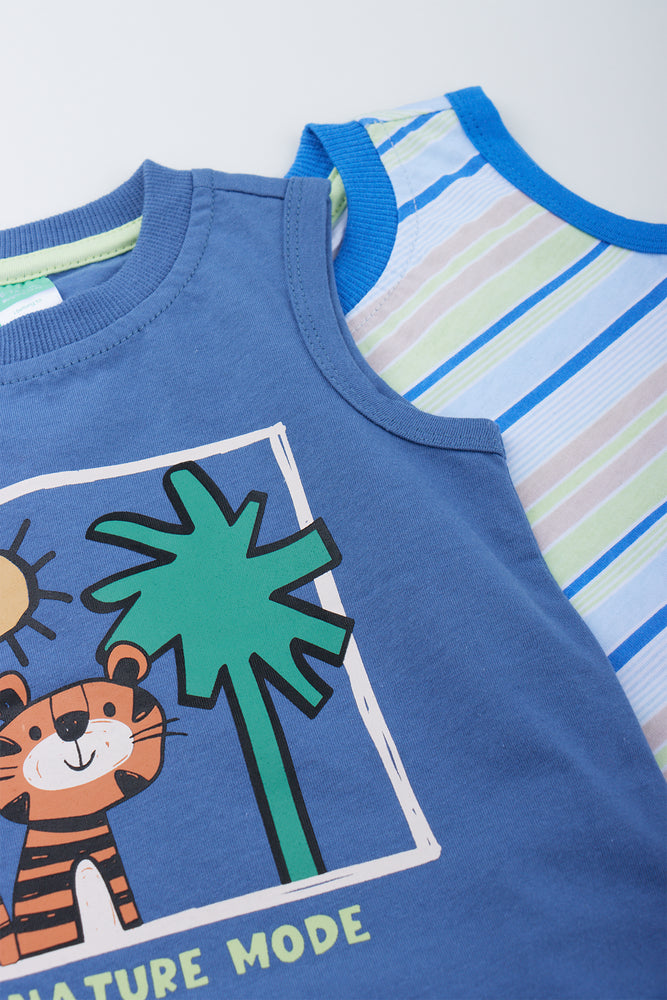 2 Pack Blue & Stripe Vests (1)