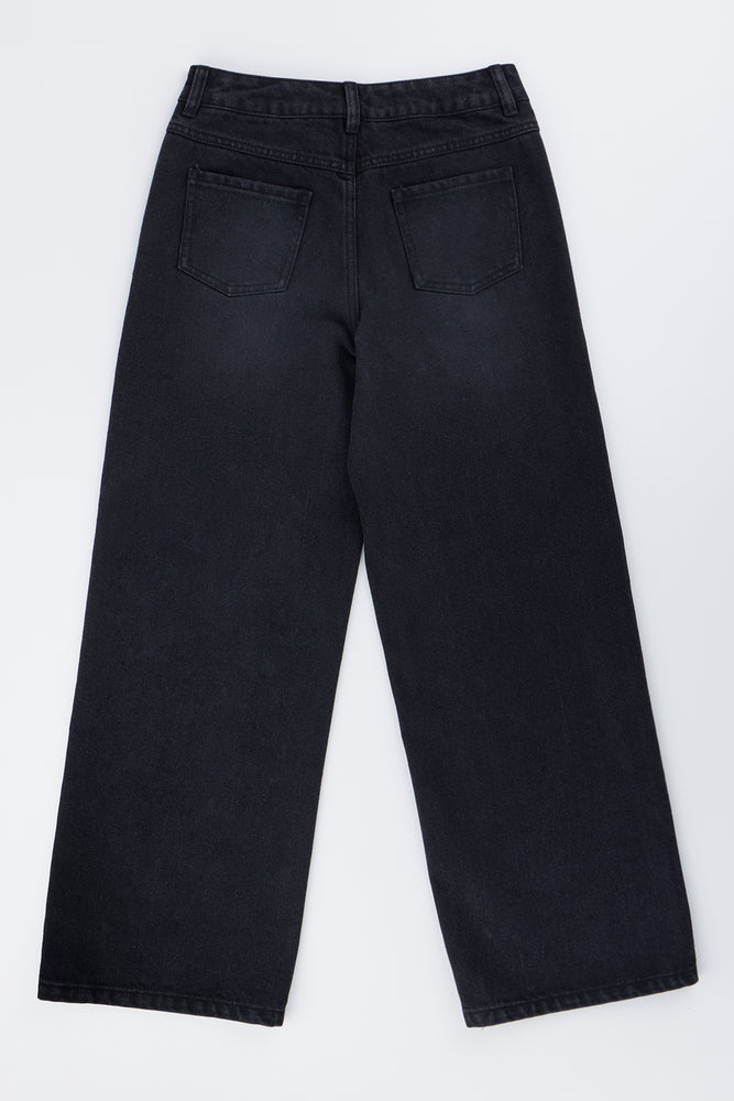 Black Wideleg Denim Jeans (2)