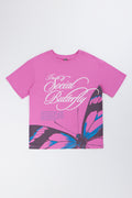 Cerise Oversized Butterfly Slogan T-Shirt