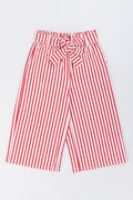 Red Stripe Belted Wideleg Pants