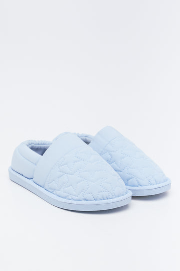 Light Blue Star Quilted Slippers