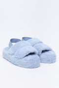 Light Blue Faux Fur Slippers