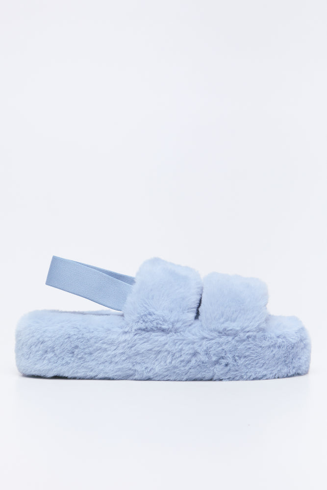 Light Blue Faux Fur Slippers (1)