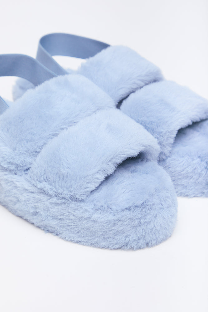 Light Blue Faux Fur Slippers (2)