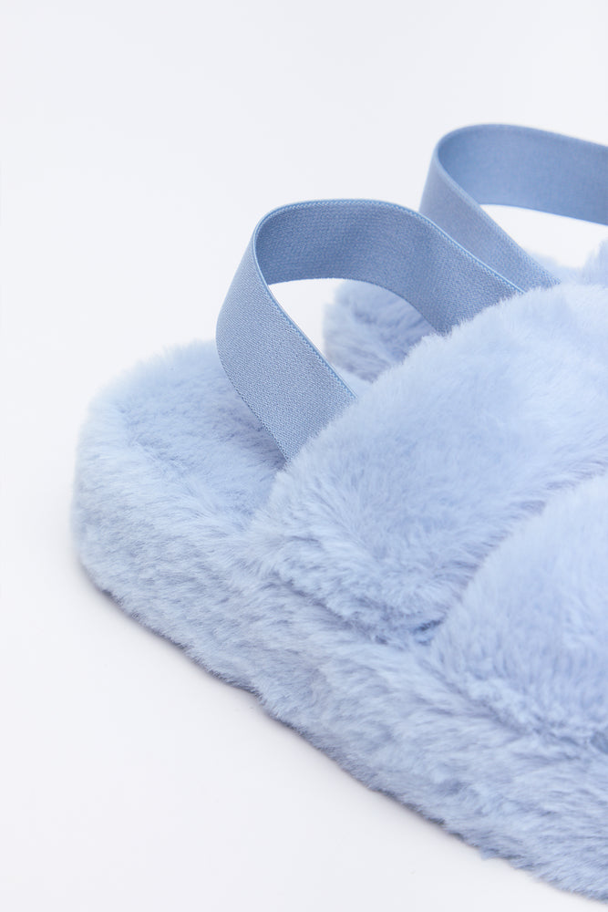 Light Blue Faux Fur Slippers (3)