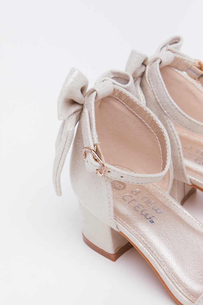 Gold Shimmer Bow Block Heels (3)