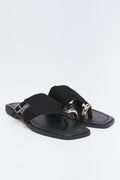 Black Suede Toe Post Sandals