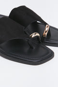 Black Suede Toe Post Sandals (2)