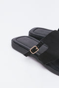 Black Suede Toe Post Sandals (3)