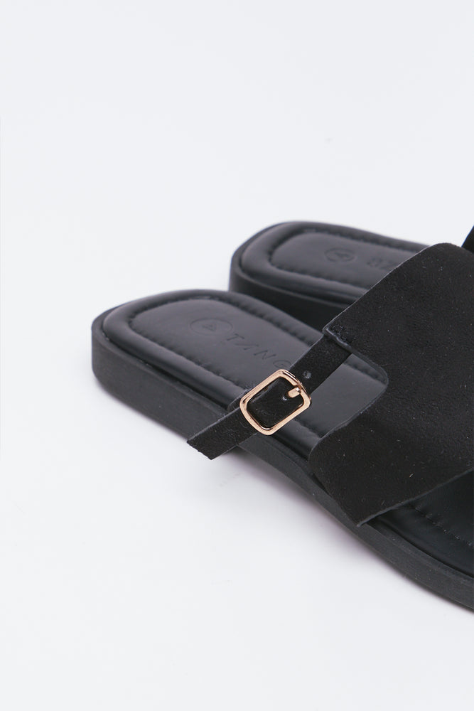 Black Suede Toe Post Sandals (3)