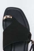 Black Suede Toe Post Sandals (4)