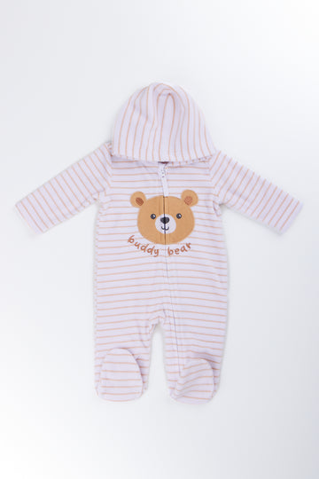 White Stripe Buddy Bear Jumpsuit