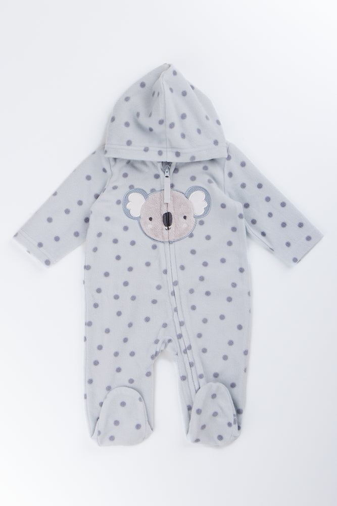 Grey Spotted Koala Fleece Jumpsuit