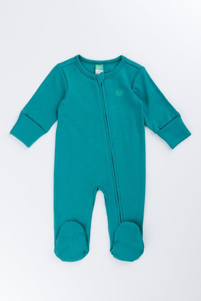 Teal Cotton Long Sleeve Sleepsuit
