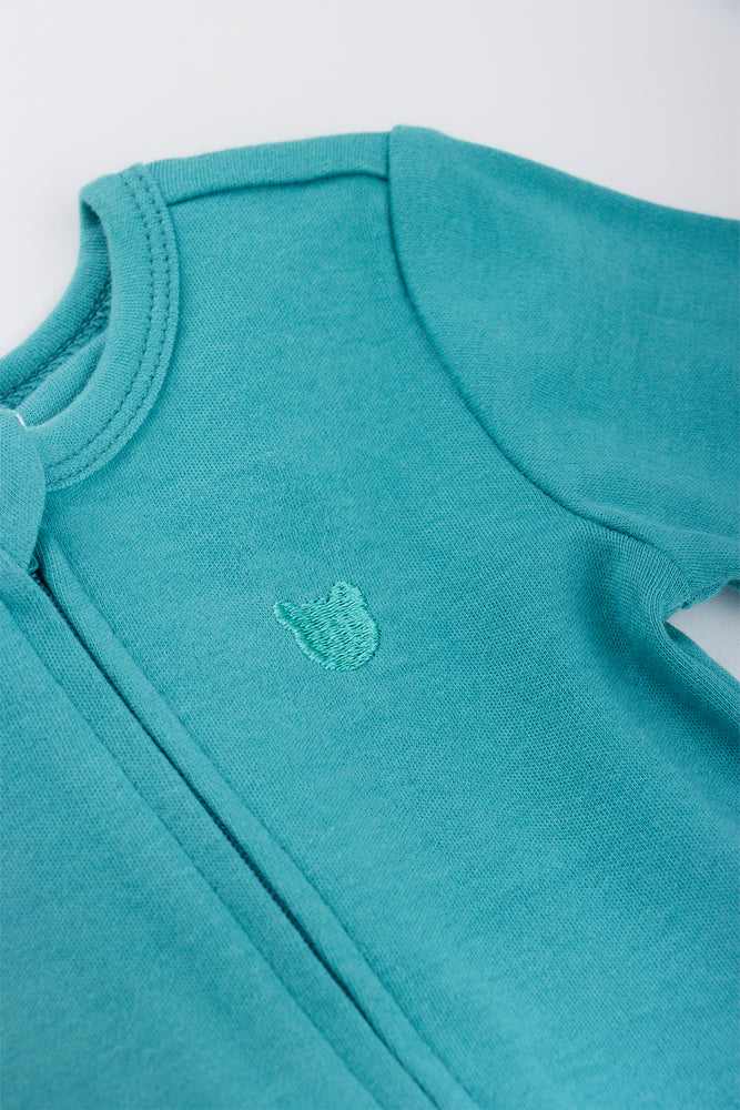 Teal Cotton Long Sleeve Sleepsuit (1)