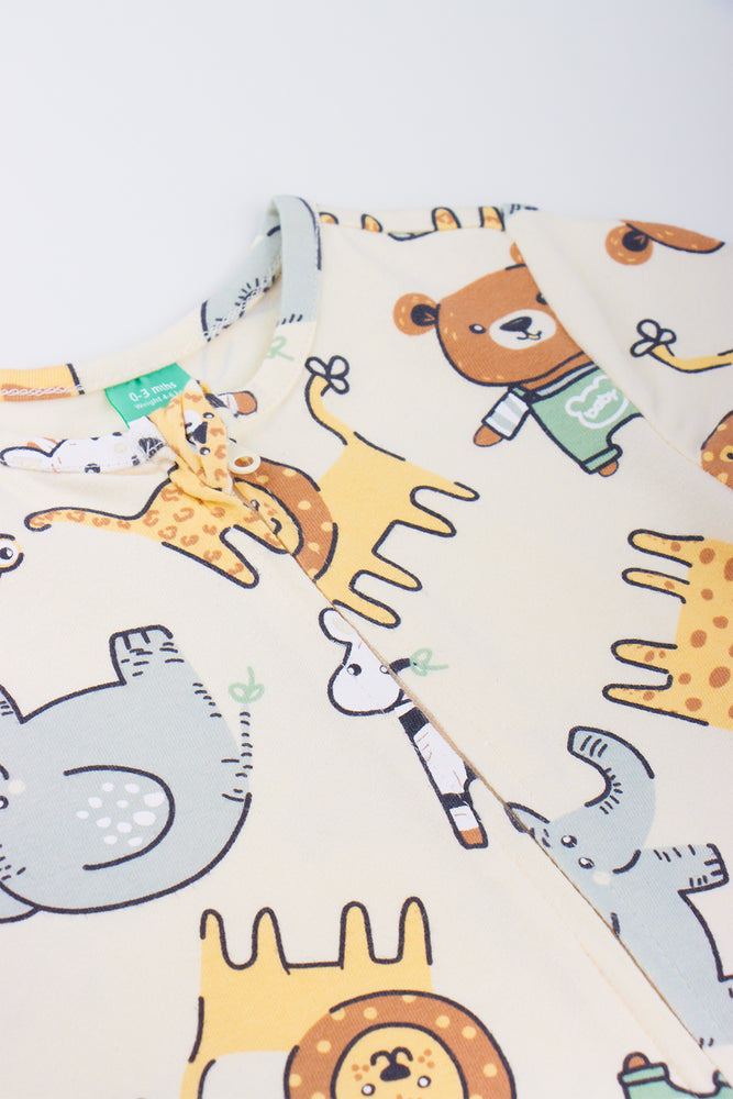 Cream Animal Print Baby Romper (1)