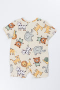 Cream Animal Print Baby Romper (2)