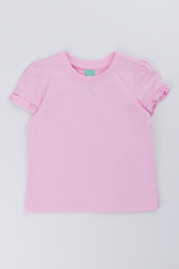 Pink Frill Sleeve T-Shirt