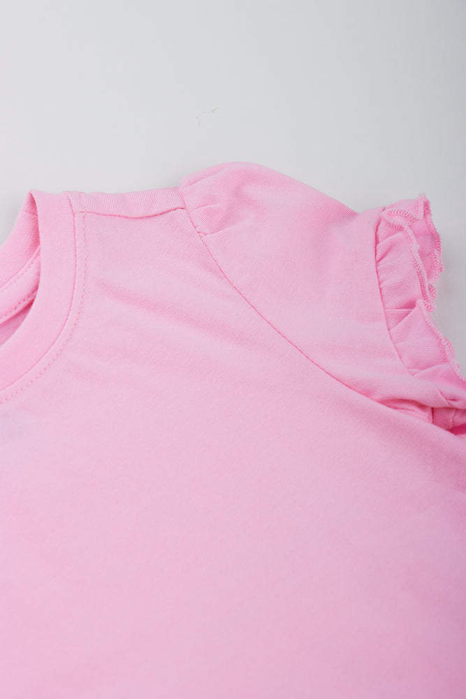 Pink Frill Sleeve T-Shirt (1)