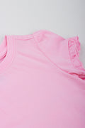 Pink Frill Sleeve T-Shirt (1)