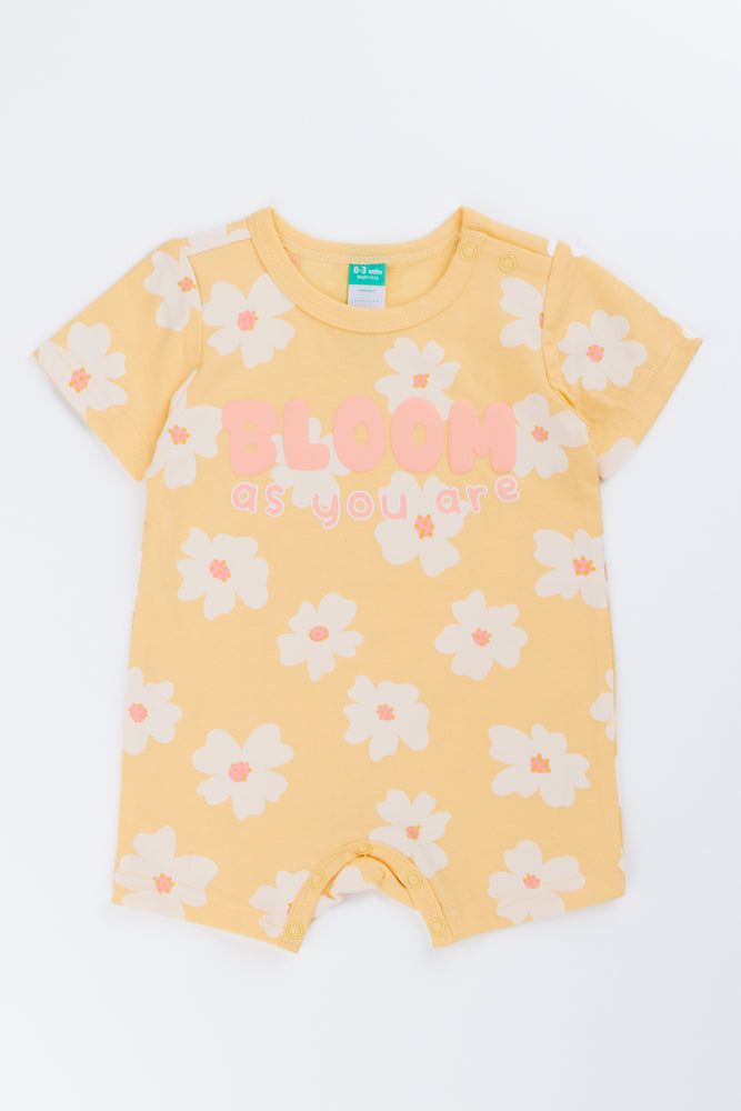 Yellow Floral Baby Romper