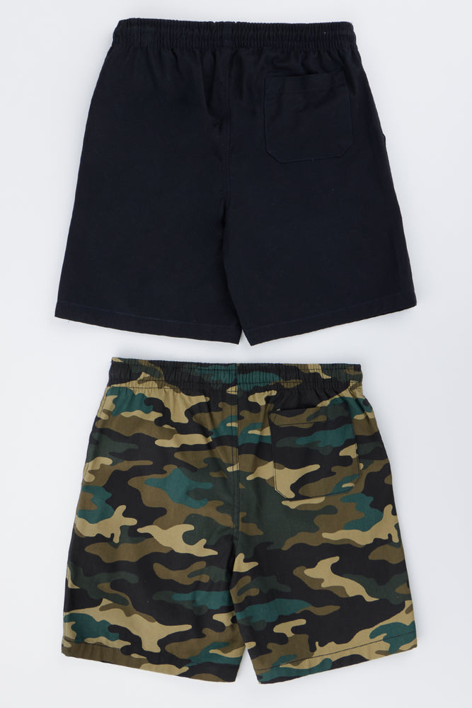 Woven Camo And Black Shorts 2 Pack (2)