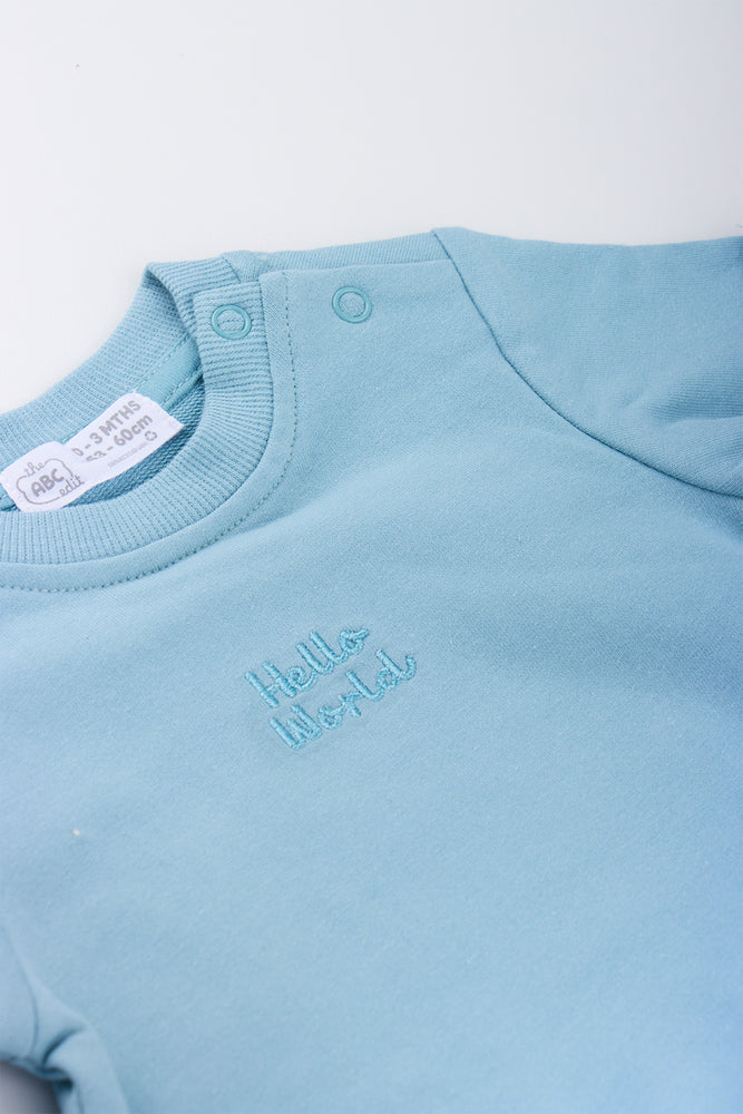 Hello World Baby Romper Blue (1)