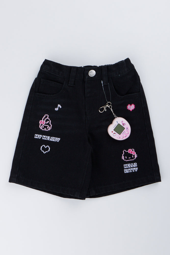 Black My Melody Denim Jort