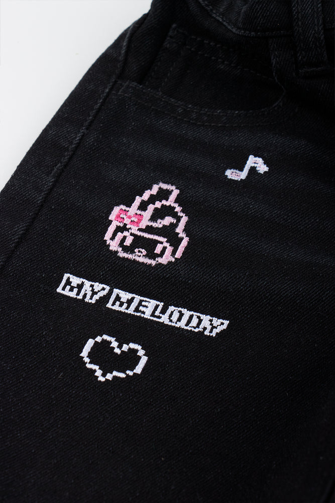 Black My Melody Denim Jort (2)
