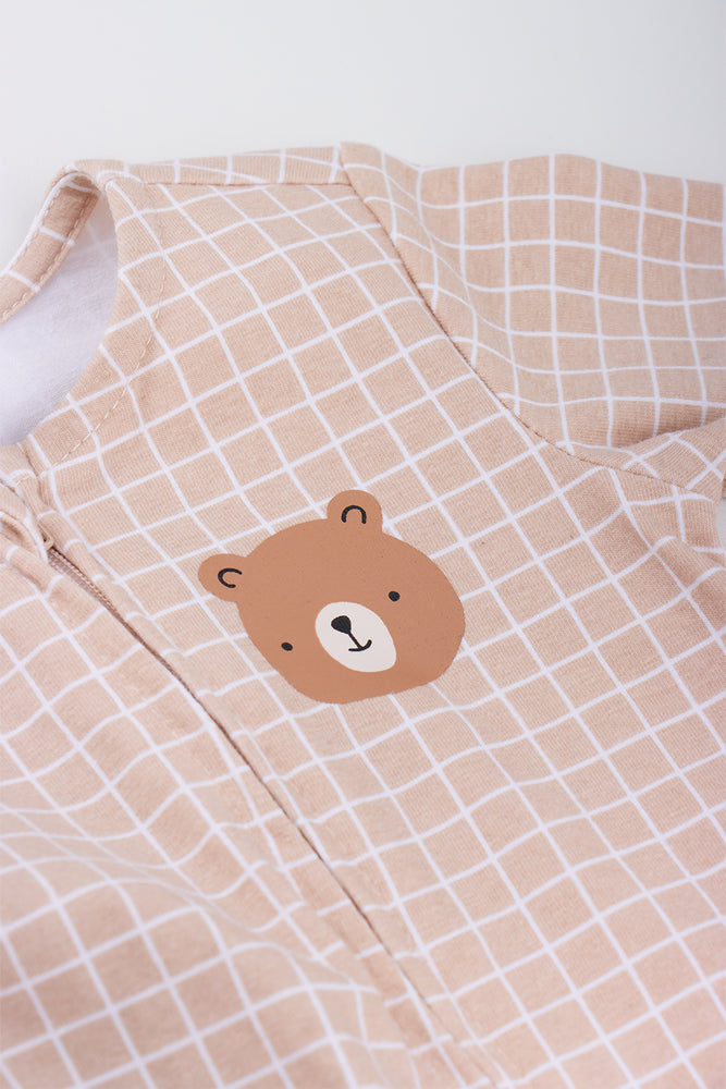 Grow With Me Stone Windowpane Sleepsuit (1)
