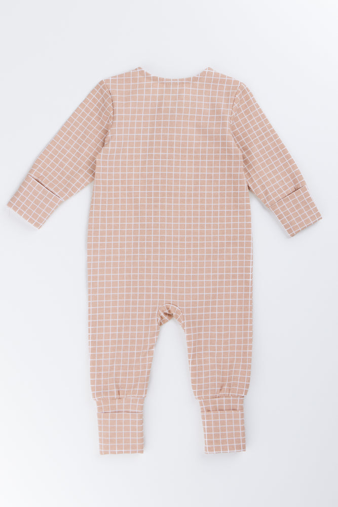 Grow With Me Stone Windowpane Sleepsuit (2)
