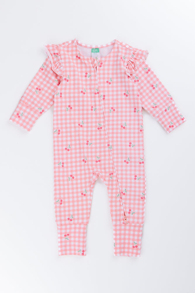 Grow With Me Pink Cherry Sleepsuit