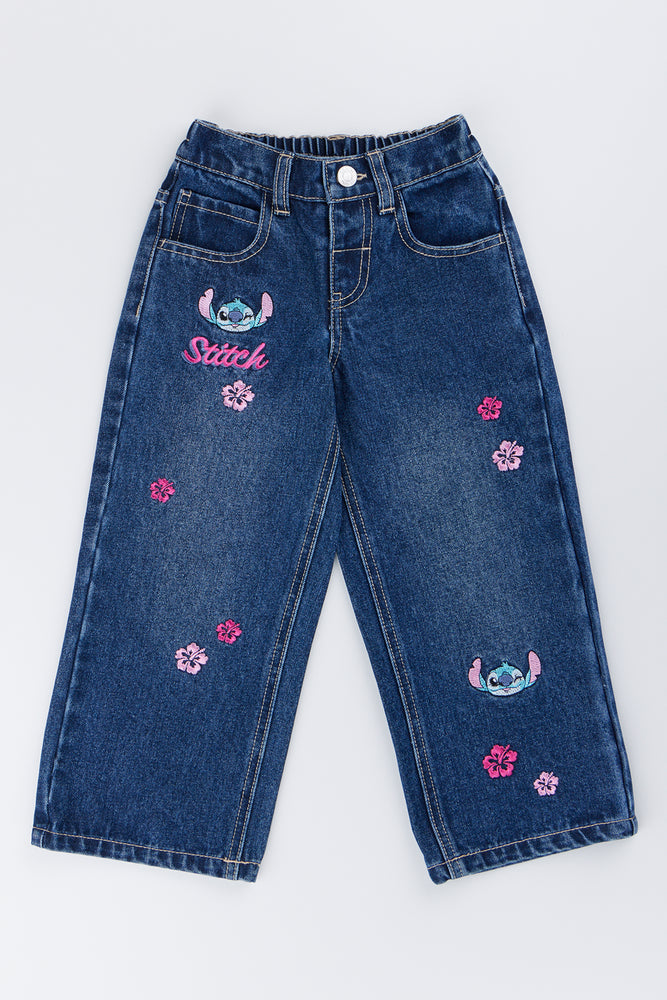 Stitch Embroidered Denim Jeans