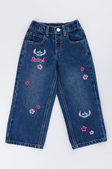 Stitch Embroidered Denim Jeans