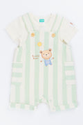 Sage Buddy Bear Striped Dungaree Set