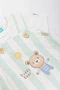Sage Buddy Bear Striped Dungaree Set (1)