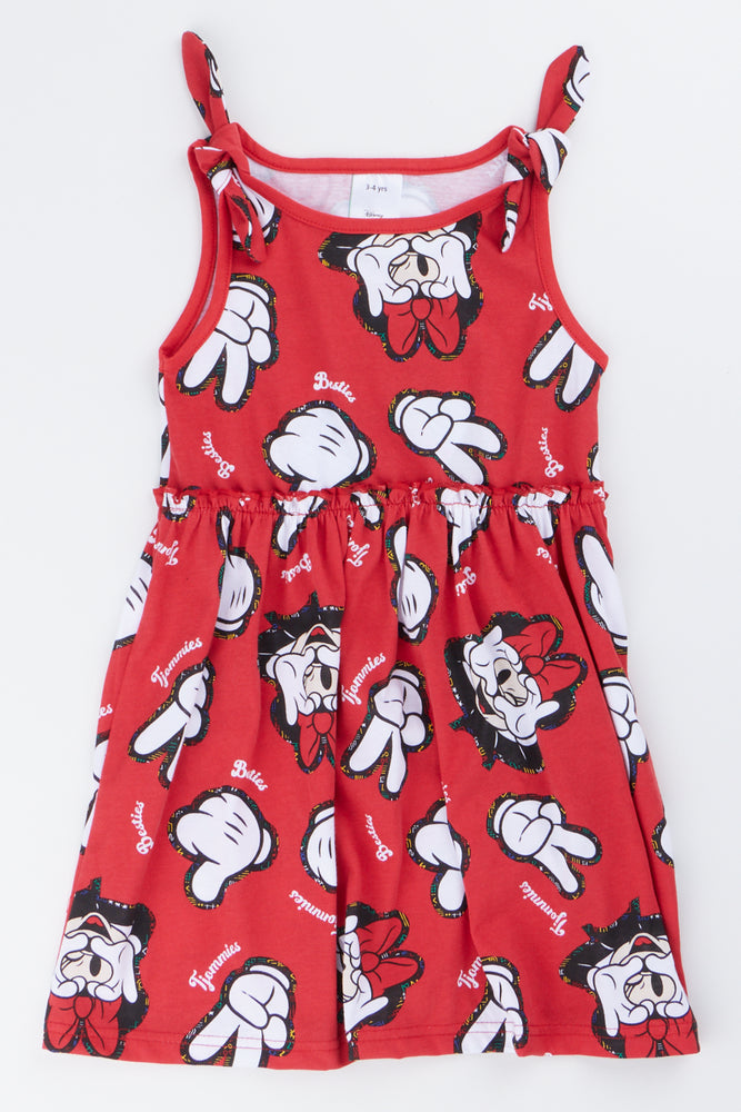 Red Minnie Mouse Print Dress