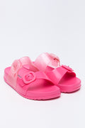 Pink Glitter Buckle Jelly Slides