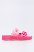 Pink Glitter Buckle Jelly Slides (1)