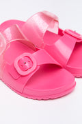 Pink Glitter Buckle Jelly Slides (2)