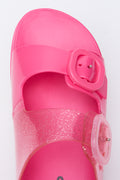 Pink Glitter Buckle Jelly Slides (4)