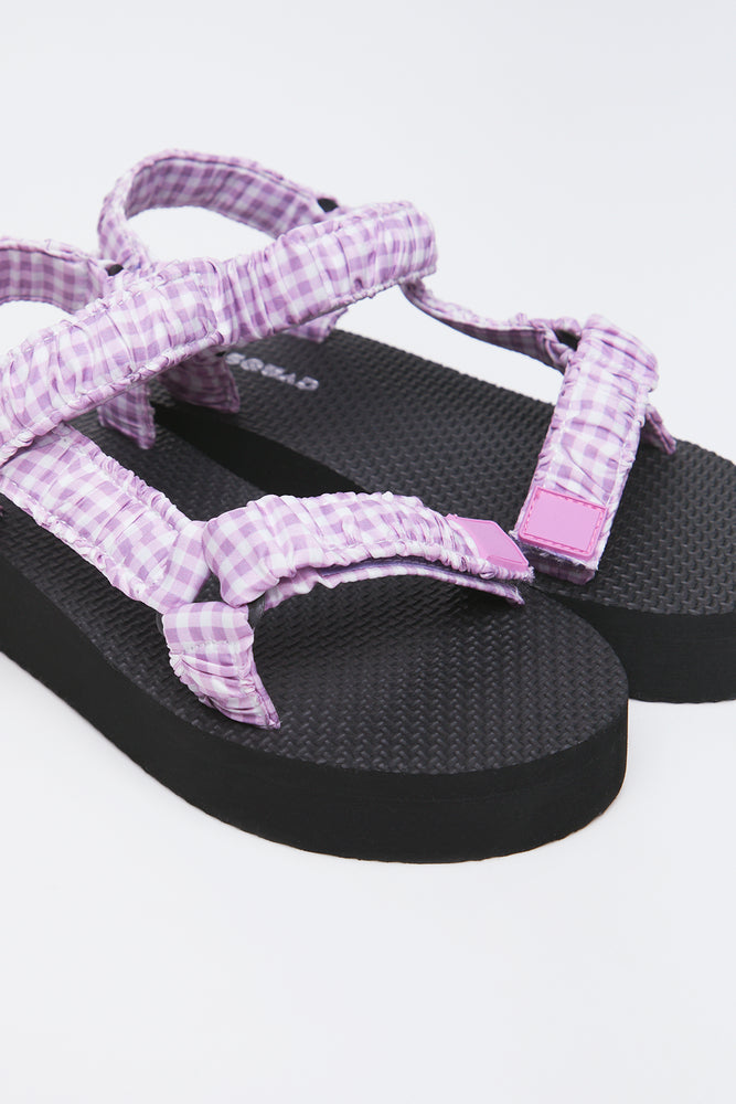 Lilac Ruched Platform Sport Sandals (2)