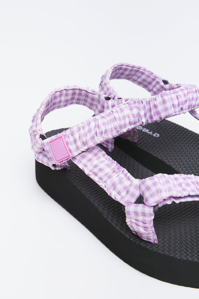 Lilac Ruched Platform Sport Sandals (3)