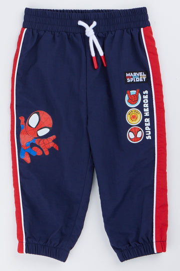 Navy Spider-Man Print Trackpants